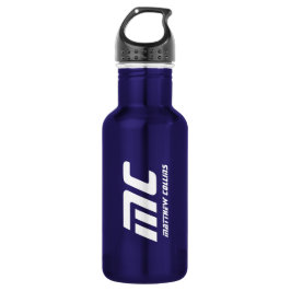 Blaue moderne Mit Monogramm Coole Bezeichnung Typo Edelstahlflasche