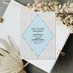 Blaue moderne Punkte Save-the-Date-Einladung Einladung