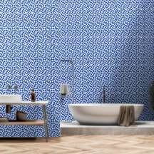 Blaue moderne Retro-Swirl-Kariert