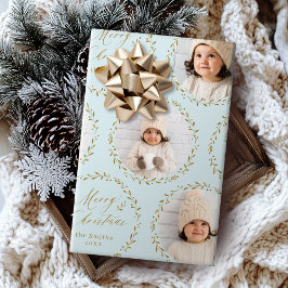 Blaue moderne Schrift Frohe Weihnachten Familie 6  Geschenkpapier