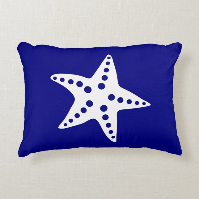 Blaue, moderne Starfish Outdoor Patio Pillow Dekokissen (Vorderseite)