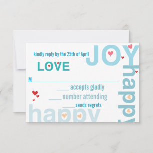 Blaue moderne Typografie Hochzeit RSVP Karte