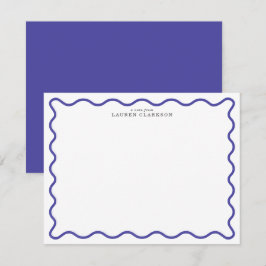 Blaue moderne Wellengrenze-Notizkarte Periwinkle Einladung