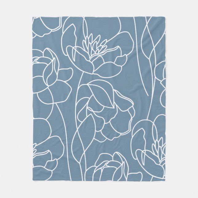 Blaue moderne Wildblume Fleecedecke (Vorderseite)
