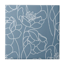 Blaue moderne Wildblume in Weiß