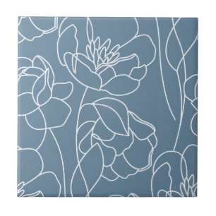 Blaue moderne Wildblume in Weiß Fliese