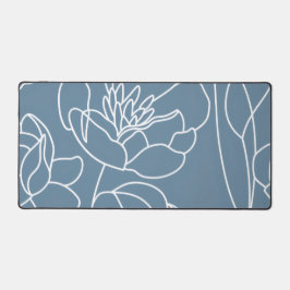Blaue moderne Wildblume in Weiß Schreibtischunterlage