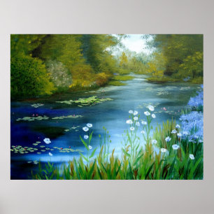 Blaue Mohnblumen-Druck Poster