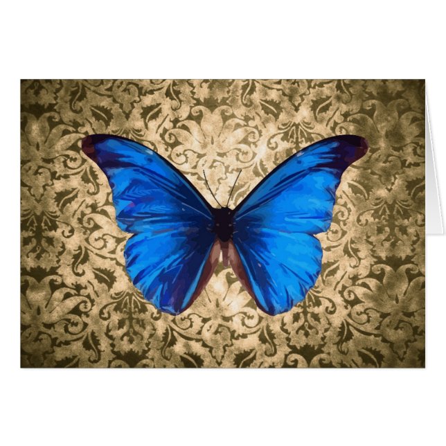 Blaue Monarchschmetterlingsmaube Vintage Kunst (Vorderseite (Horizontal))