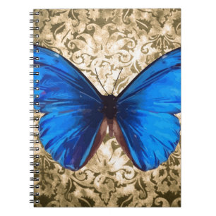Blaue Monarchschmetterlingsmaube Vintage Kunst Notizblock