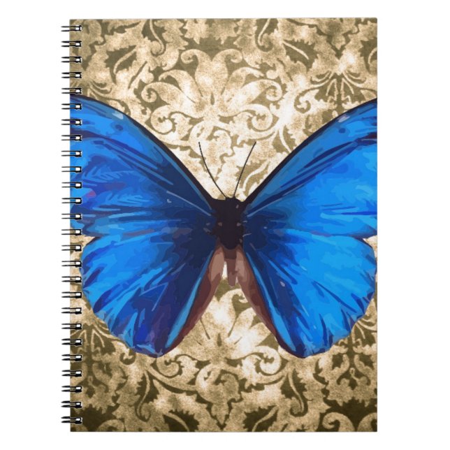 Blaue Monarchschmetterlingsmaube Vintage Kunst Notizblock (Vorderseite)