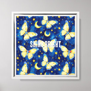 Blaue Mond Schmetterlinge & Sterne Leinwanddruck
