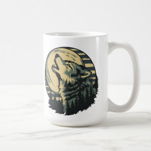 Blaue Mondkunst des heulenden Wolfes Kaffeetasse