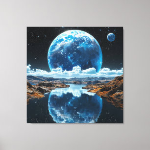 🌙 Blaue Mondnacht-Himmel Moderne Heimdekoration Leinwanddruck