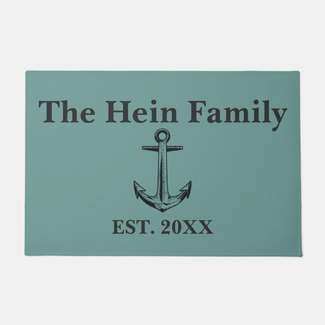 Blaue Monogramm für die Nautikfamilie Fußmatte (Vorderseite)
