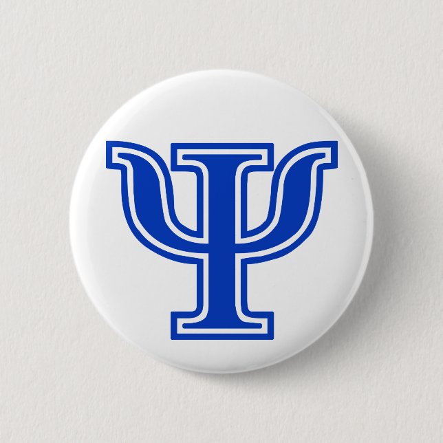 Blaue Monogramm-Initiale griechischer Button (Vorderseite)
