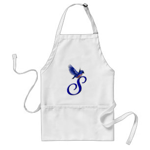 Blaue Monogramm-Initiale S Schürze