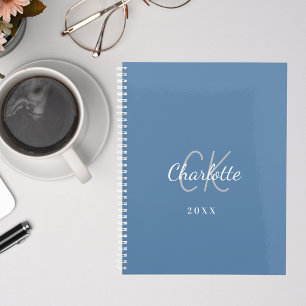 Blaue Monogramm-Initialen, Name 2026 Planer