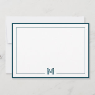 Blaue Monogramm-Schreibwaren mit doppeltem Rand Mitteilungskarte