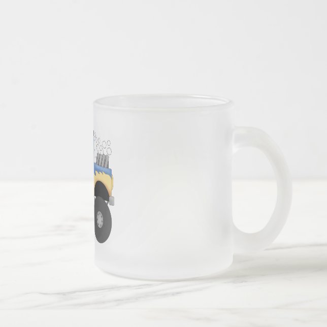 Blaue Monster-LKW-T-Shirts und Geschenke Mattglastasse (Rechts)