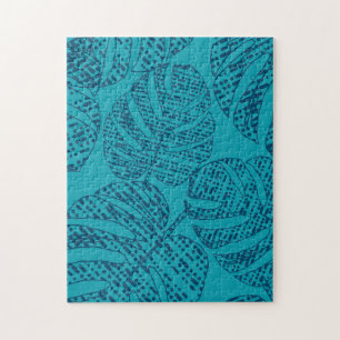 Blaue Monstera-Blätter.