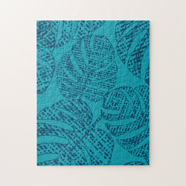 Blaue Monstera-Blätter. (Vertikal)