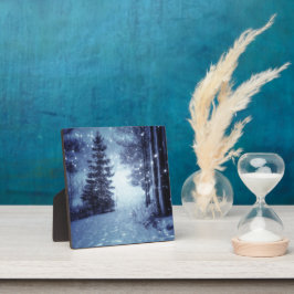 Blaue Moonlit Magische Wälder Winterlandschaft Fotoplatte