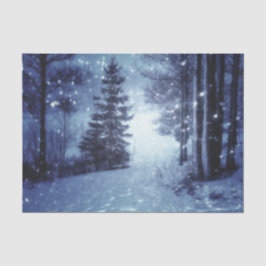 Blaue Moonlit Magische Wälder Winterlandschaft Seidenpapier