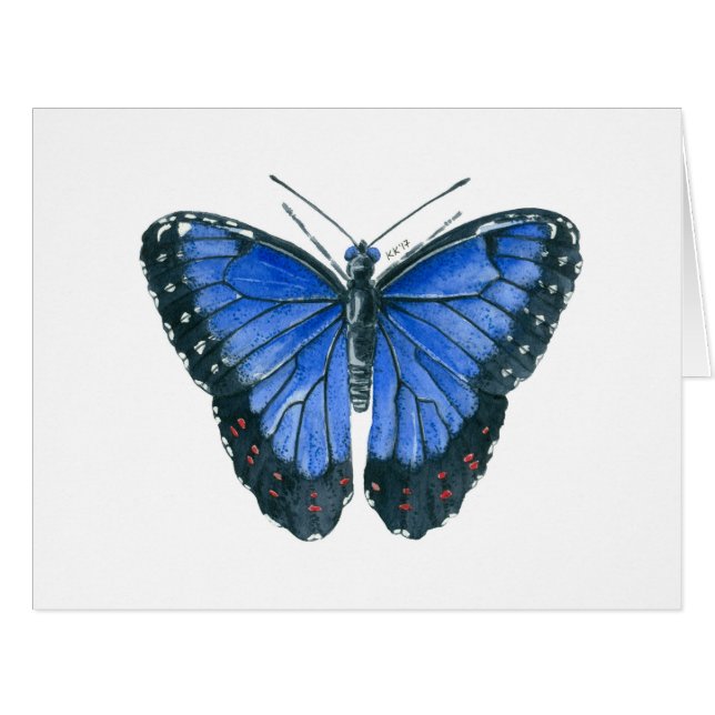 Blaue Morpho-Schmetterling-Aquarellmalerei (Vorderseite (Horizontal))