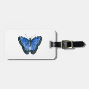 Blaue Morpho-Schmetterling-Aquarellmalerei Gepäckanhänger