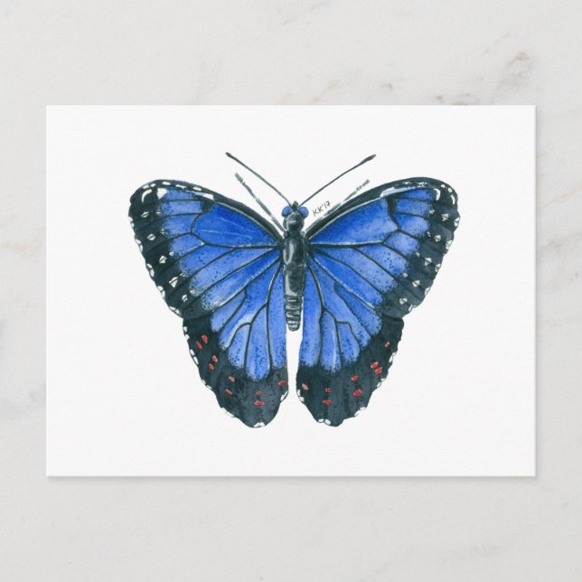 Blaue Morpho-Schmetterling-Aquarellmalerei Postkarte (Vorderseite)