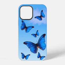 Blaue Morpho Schmetterlinge fliegen in Sky iPhone Hülle