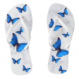 Blaue Morpho Schmetterlinge im Marmorflug Flip Flops