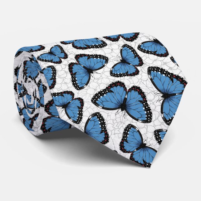 Blaue Morpho-Schmetterlinge Krawatte (Gerollt)