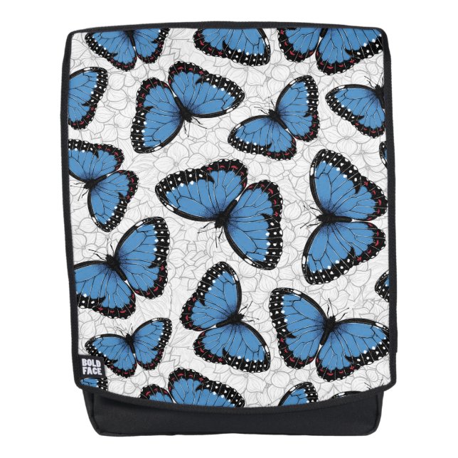 Blaue Morpho-Schmetterlinge Rucksack (Vorderseite)