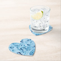 Blaue Mosaik-Blütenblätter-Herz-Papier-Tablett