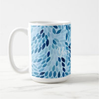 Blaue Mosaik-Blütenblätter-Muster Keramik-Tasse