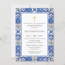 Blaue Mosaikfliesen Christening