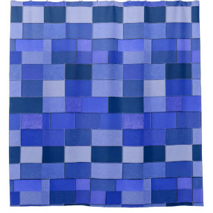 Blaue Mosaikfliesen Duschvorhang