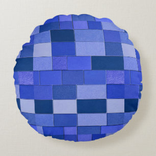 Blaue Mosaikfliesen Rundes Kissen