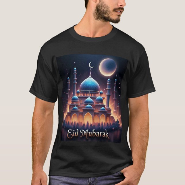 Blaue Moschee Eid Mubarak T - Shirt für Männer (Vorderseite)