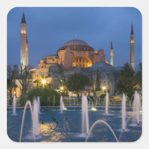 Blaue Moschee, Istanbul, die Türkei Quadratischer Aufkleber