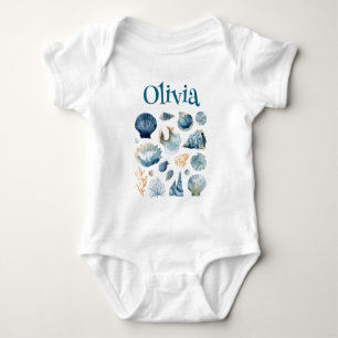 Blaue Muschel-Babyausstattung   Benutzerdefinierte Baby Strampler