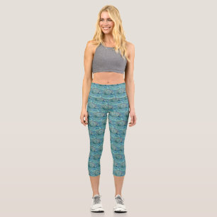 Blaue Muschel in schäumender Meeresmalerei Capri Leggings