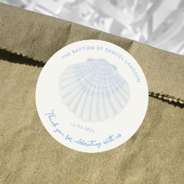 Blaue Muschel Taufe Dankeschön Runder Aufkleber
