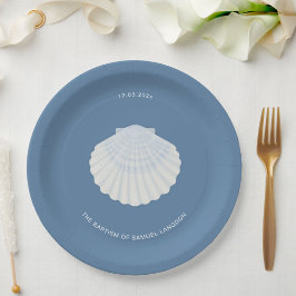 Blaue Muschel-Taufe Papier-Teller Pappteller