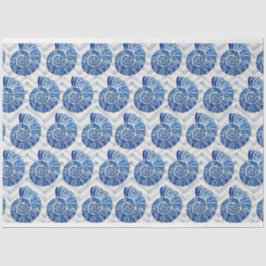 Blaue Muscheln auf blauem Zickzack Hintergrund Seidenpapier
