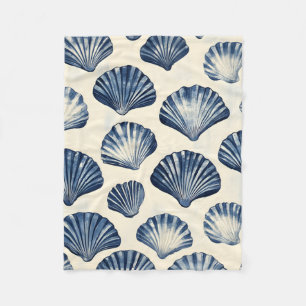 Blaue Muscheln Fleecedecke