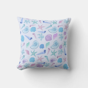 Blaue Muscheln-Kissenblume Kissen