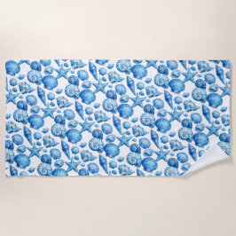 Blaue Muscheln. Maritim. Strandtuch
